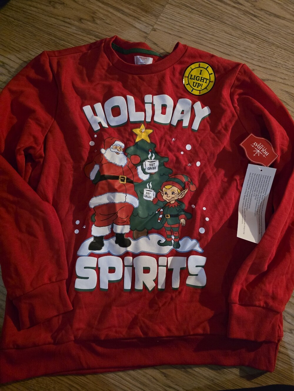 Holiday Time Red Sweatshirt with Green Neck Trim